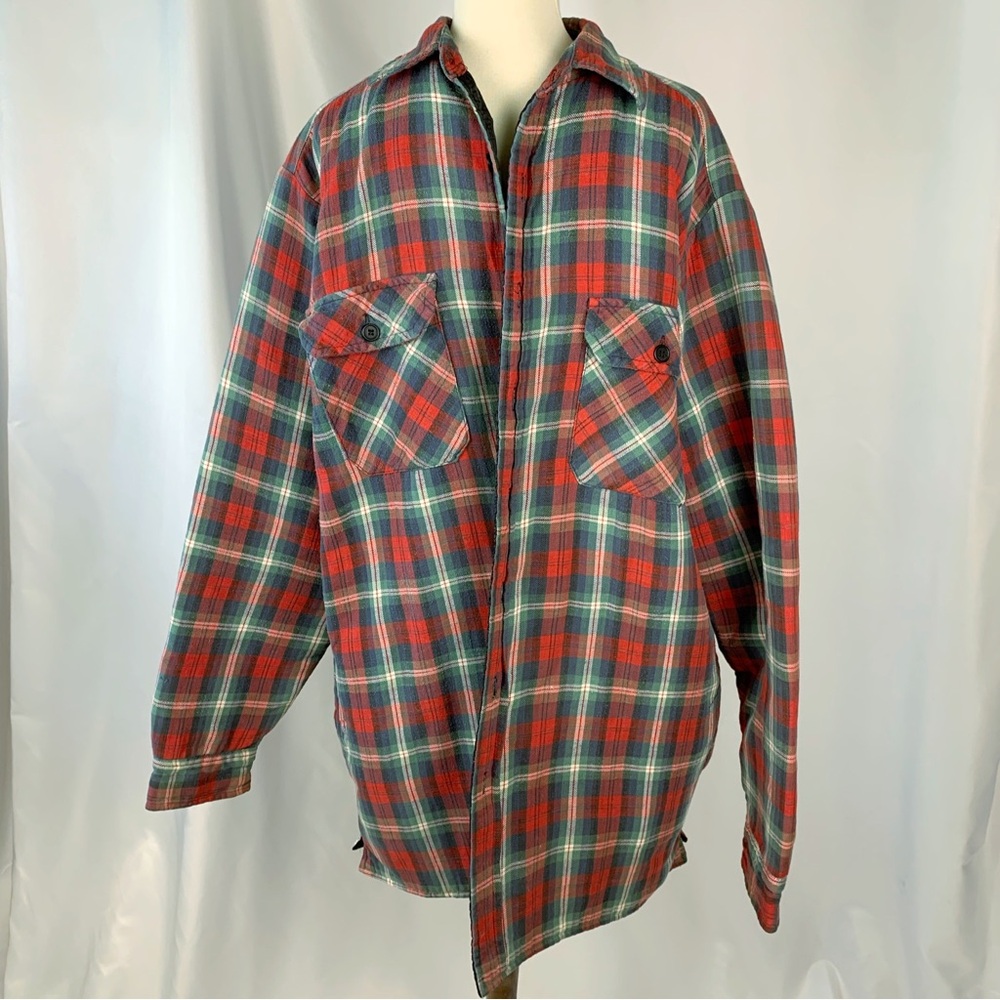 Vintage Sports Afield Men’s Red & Green Quilted Lined Flannel Size Large Tall